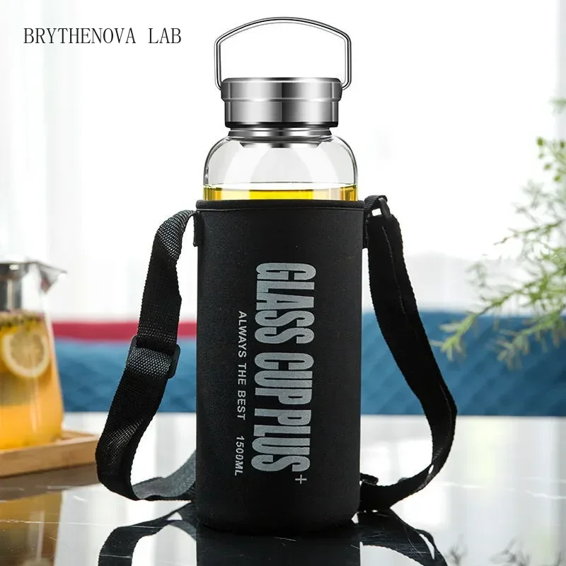 2L Glass Water Bottle with Str - Outdoor Sport Glass Water Bottle 评论和价格